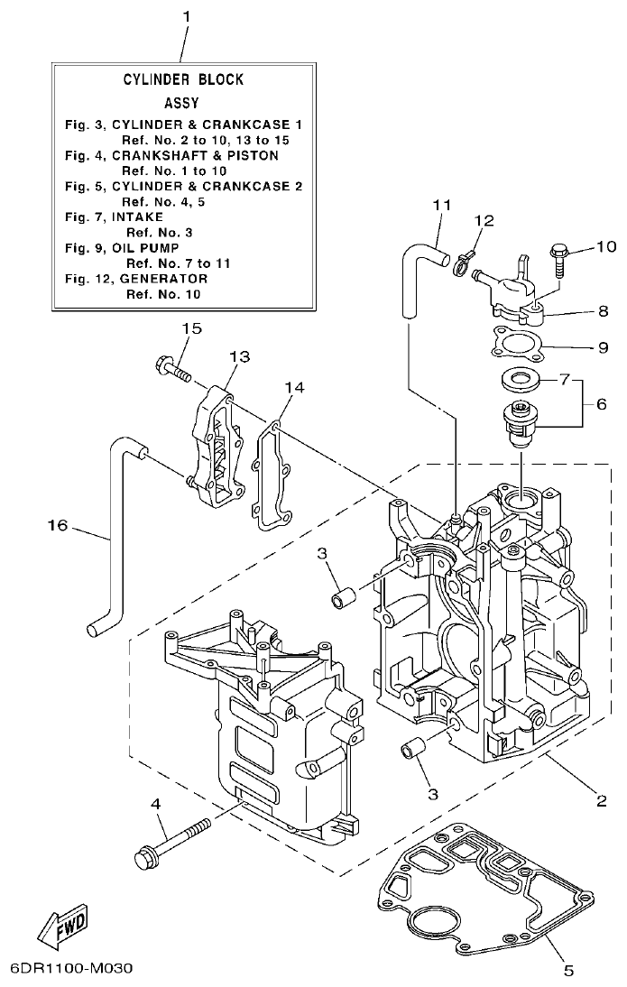 Yamaha 9JMH, 9JE CYLINDER & CRANKCASE 1 parts diagram